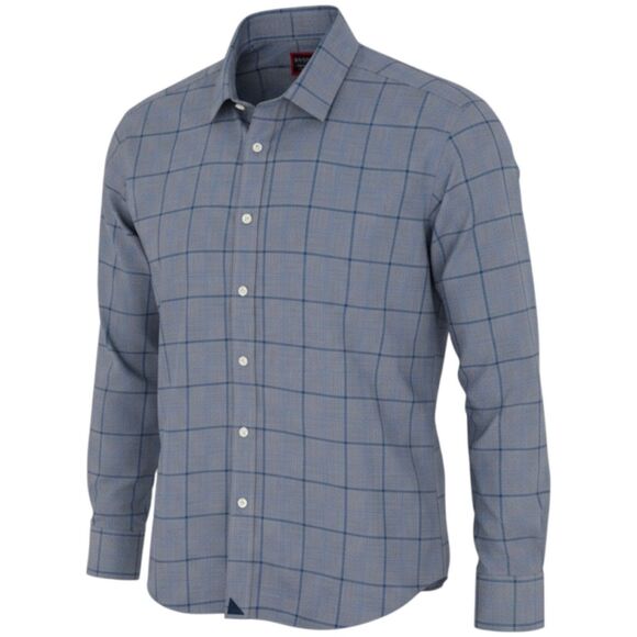 UNTUCKit Men's Ortman Wrinkle Free Relaxed Long Sleeve Shirt Gray/Blue Plaid XL - Picture 1 of 11